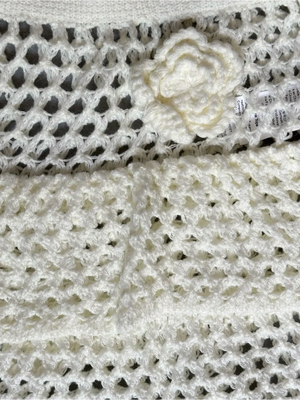 Cream Crochet Tiered Skirt with Floral Accent